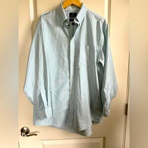 Stafford Light Blue Striped Men's Shirt ~ Size 17.5 Regular Fit